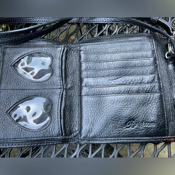 Cute Brighton Black & Brown Silver Heart & Hardware Removable Strap Wallet Bag! - Picture 11 of 16